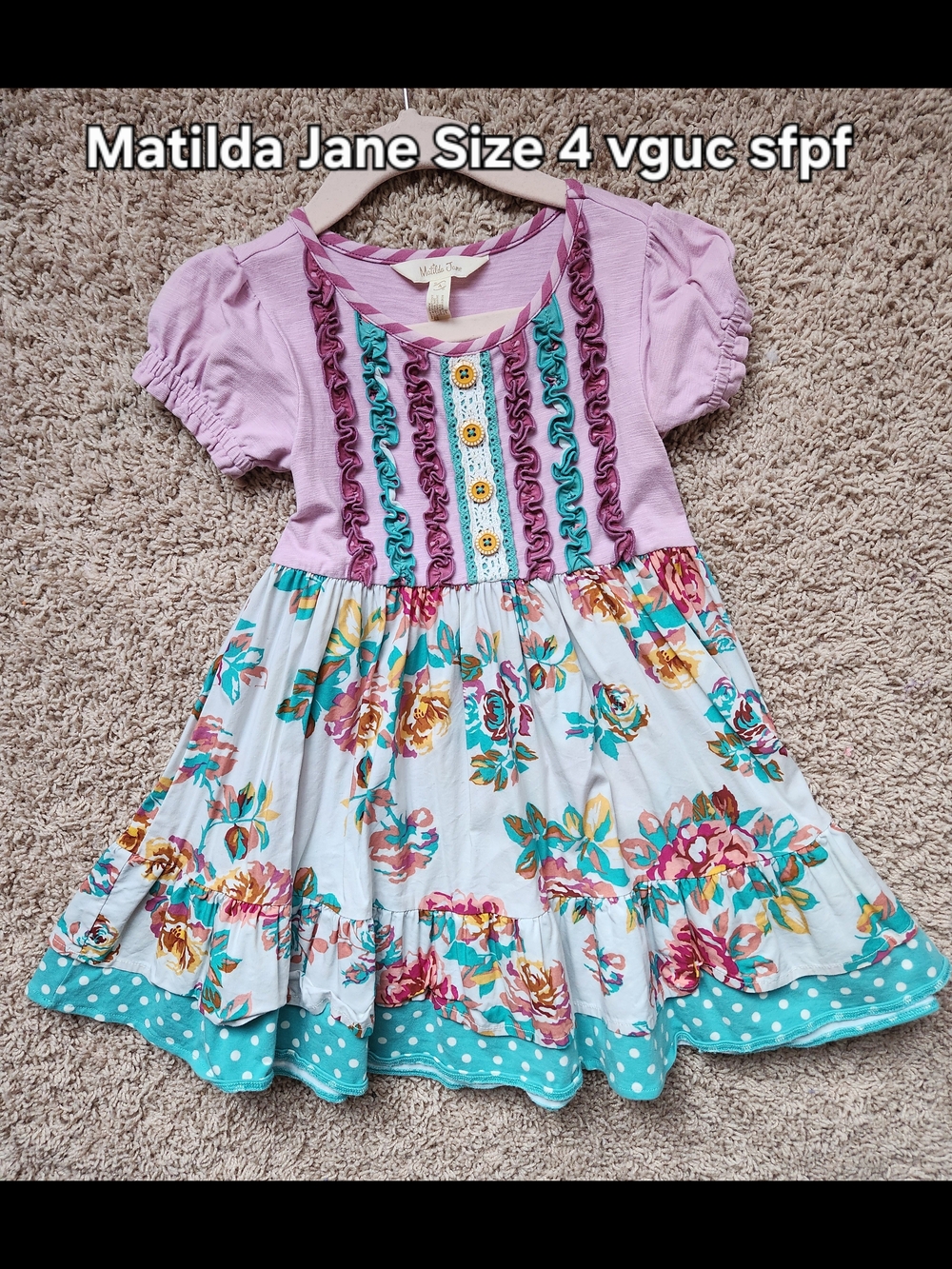 Matilda Jane Lavender & Turquoise Floral Ruffle Dress